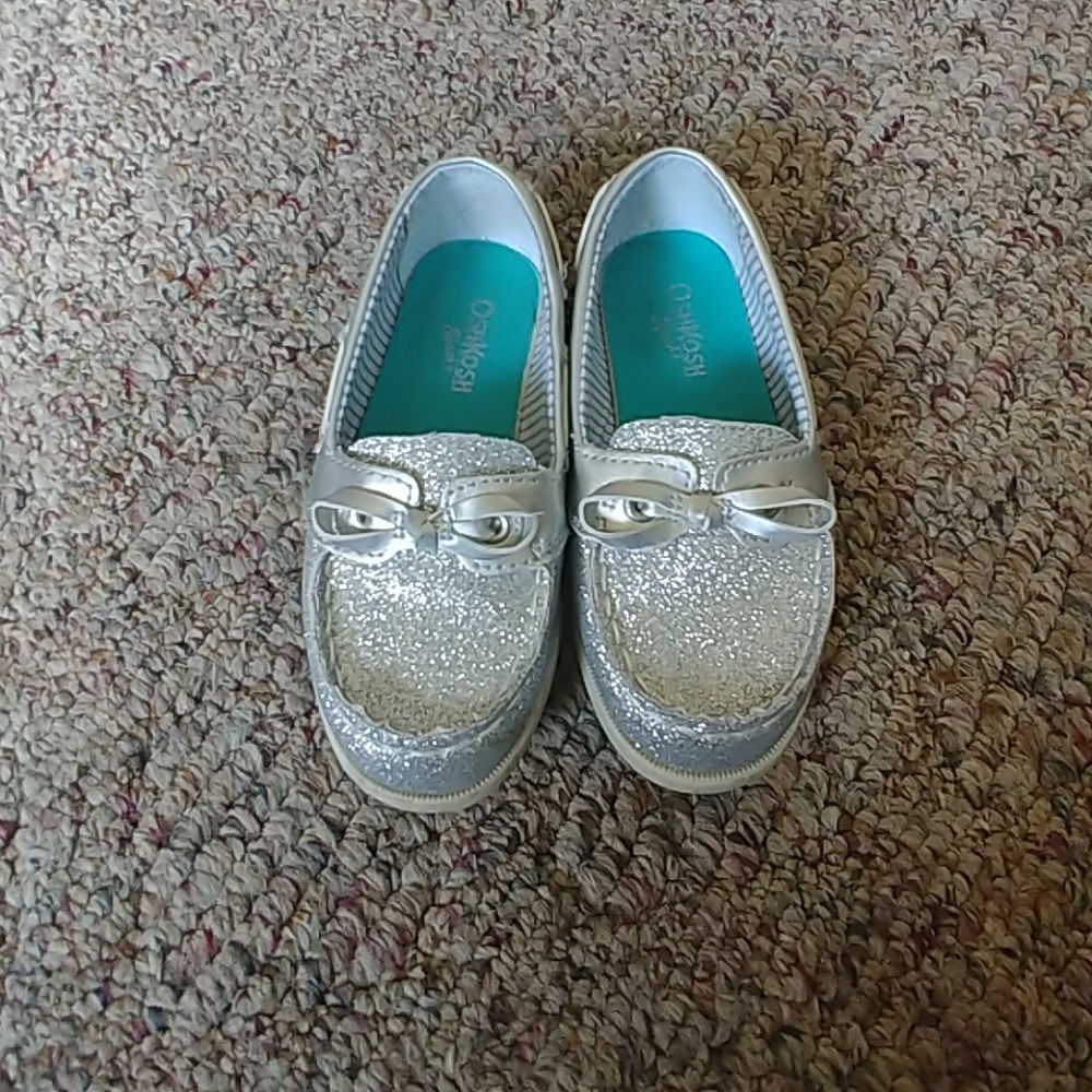 Toddler Girl Silver Boat Shoes